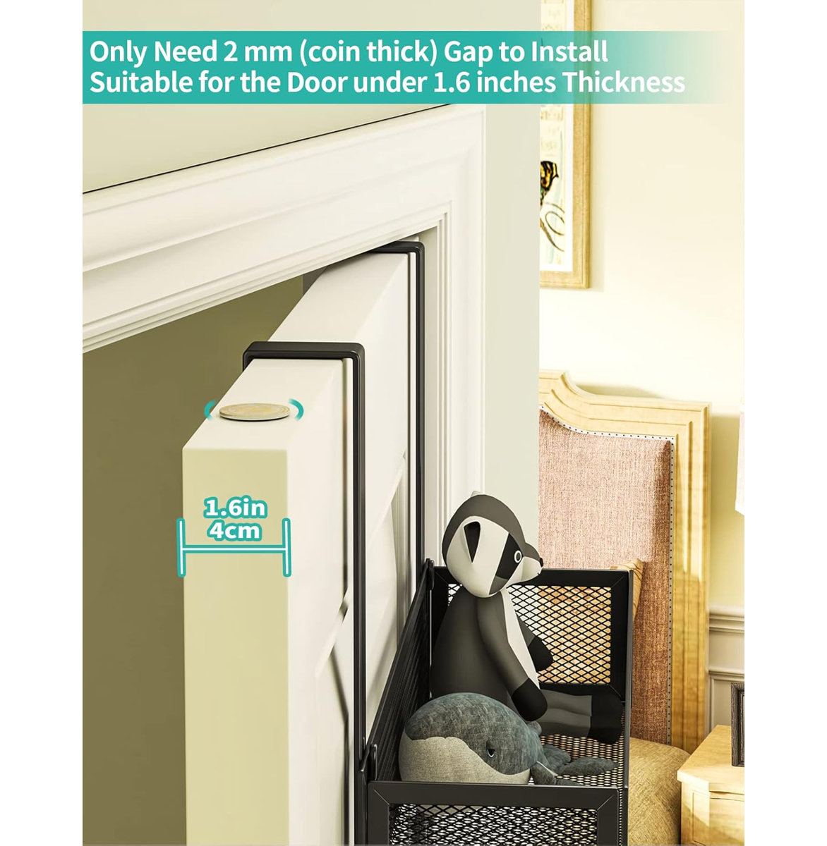 Over The Door Hooks With Storage Baskets, 9-Hook Rustproof Stainless Steel Door Hanger Organizer For Bathroom Kitchen Bedroom